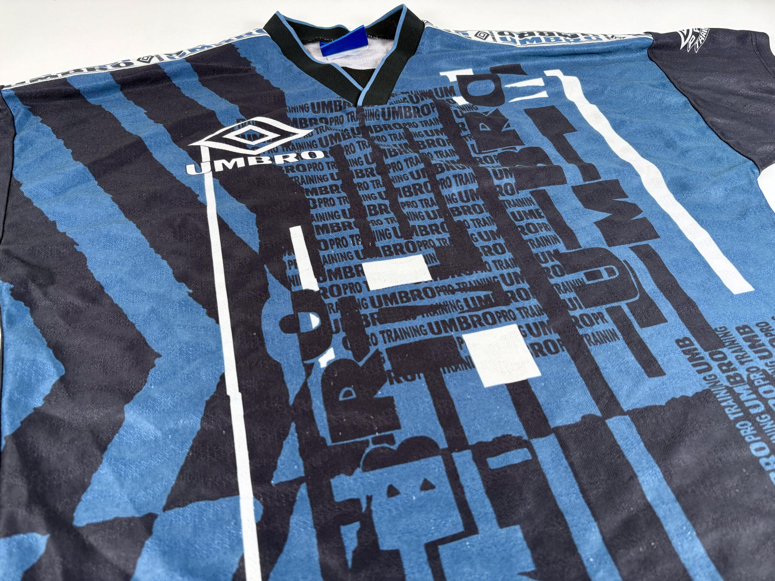 UMBRO 90s Vintage Blue Training Football Shirt S - Image 3