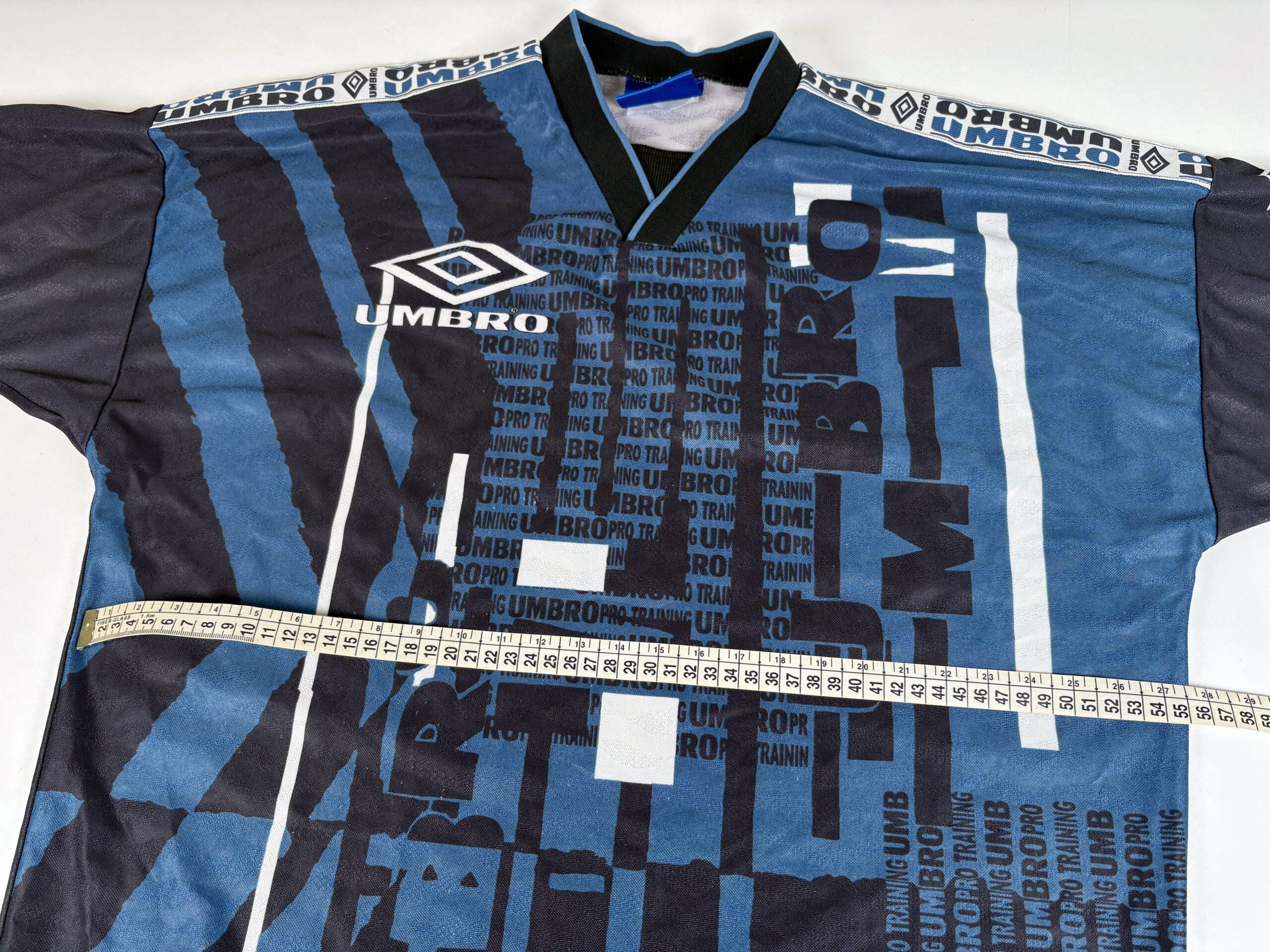 UMBRO 90s Vintage Blue Training Football Shirt S - Image 6